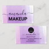 メイクアップアーティストロゴミニマリズム紫グラデーション 名刺 (正面/裏面)