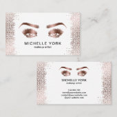 メイクアップアーティストロングまつげバラ金ゴールドアイズブロー 名刺 (正面/裏面)