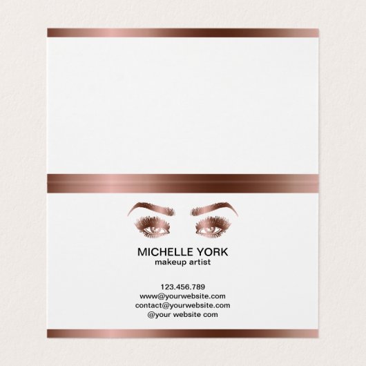 メイクアップアーティストロングまつげバラ金ゴールドアイズブロー 名刺 (内部フラット)