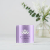 メイクアップアーティストロータスマンダラダイヤモンドパープルバイオレット スクエア名刺 (スタンド正面)