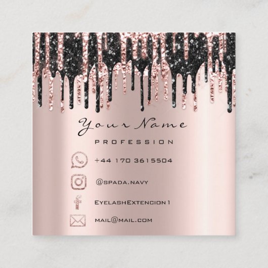 メイクアップアーティストワックスブラウンズグリッターインスタグFBメール スクエア名刺 (裏面)