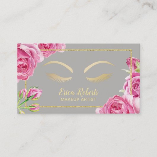 メイクアップアーティストヴィンテージエレガントフローラグレーロイヤリティ ロイヤリティカード (正面)