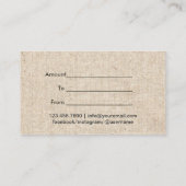 メイクアップアーティストヴィンテージダマスクギフト券 割引カード (裏面)