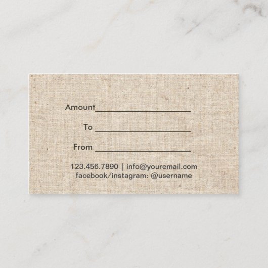 メイクアップアーティストヴィンテージダマスクギフト券 割引カード (裏面)