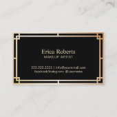 メイクアップアーティストヴィンテージ金ゴールドアールデコ美しいサロン 名刺 (裏面)