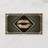 メイクアップアーティストヴィンテージ金ゴールドアールデコ美しいサロン 名刺 (正面)