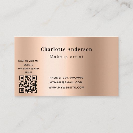 メイクアップアーティスト写真美しいQRコード 名刺 (裏面)