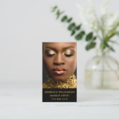 メイクアップアーティスト写真金ゴールド 名刺 (スタンド正面)