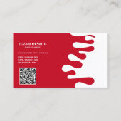 メイクアップアーティスト写真QRコード赤の名刺 名刺 (裏面)