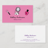 メイクアップアーティスト化粧品ブライトピンクの名刺 名刺 (正面/裏面)