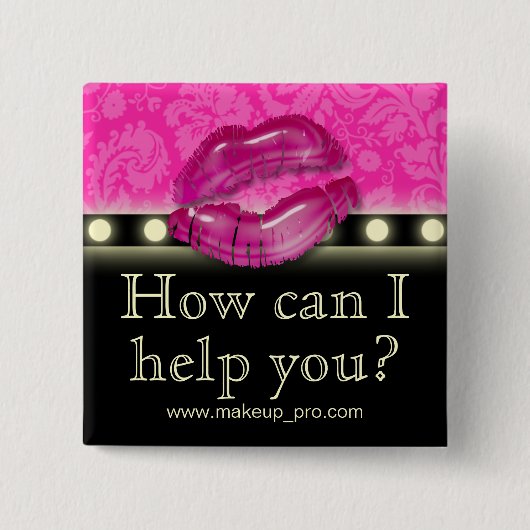 メイクアップアーティスト名タグボタンBrooch Lights Lips B 缶バッジ (正面)