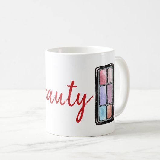 メイクアップアーティスト名リップスティックとカラーキット美しい コーヒーマグカップ (正面右)