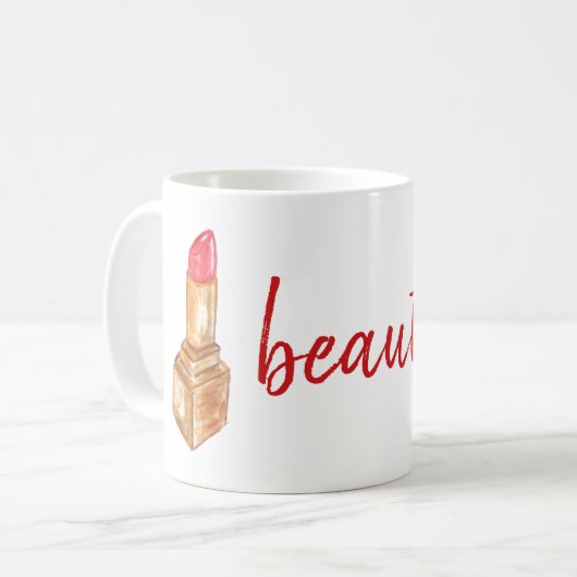 メイクアップアーティスト名リップスティックとカラーキット美しい コーヒーマグカップ (正面左)