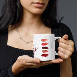 メイクアップアーティスト名リップスティックカラー見本美しい コーヒーマグカップ