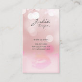 メイクアップアーティスト名刺ピンクの唇とライト 名刺 (裏面)