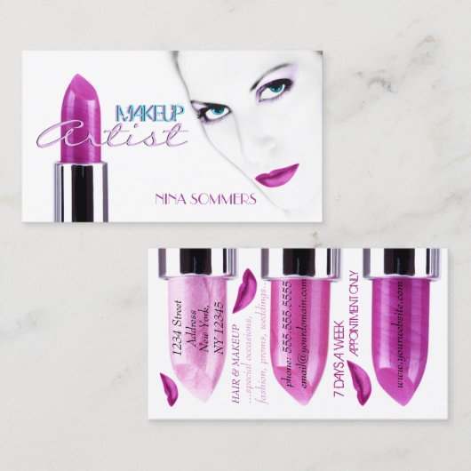 メイクアップアーティスト名刺 名刺 (正面/裏面)