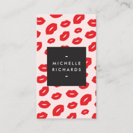 メイクアップアーティスト向けGlam Red and Pink Lipプリント 名刺