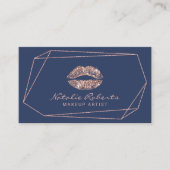 メイクアップアーティスト幾何学的バラ金ゴールドリップNavy Blue 名刺 (正面)