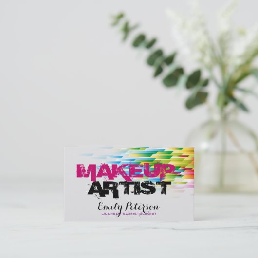 メイクアップアーティスト幾何形状色バーストビジネス 名刺 (スタンド正面)