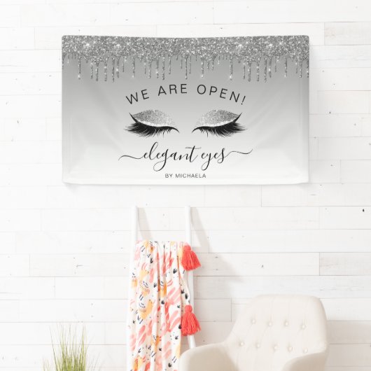 メイクアップアーティスト我々はオープングリッタードリップアイズシルバー 横断幕 (インサイチュ)