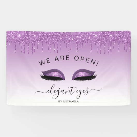 メイクアップアーティスト我々はオープングリッタードリップアイズパープル 横断幕 (横)