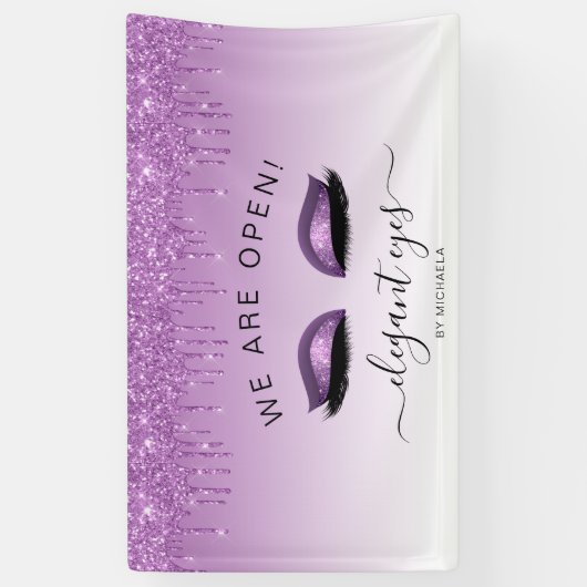 メイクアップアーティスト我々はオープングリッタードリップアイズパープル 横断幕 (縦)