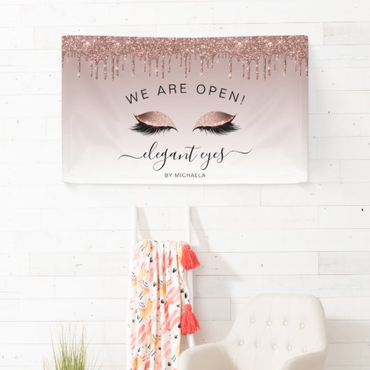 メイクアップアーティスト我々はオープンバラ金ゴールドグリッター目 横断幕 (インサイチュ)