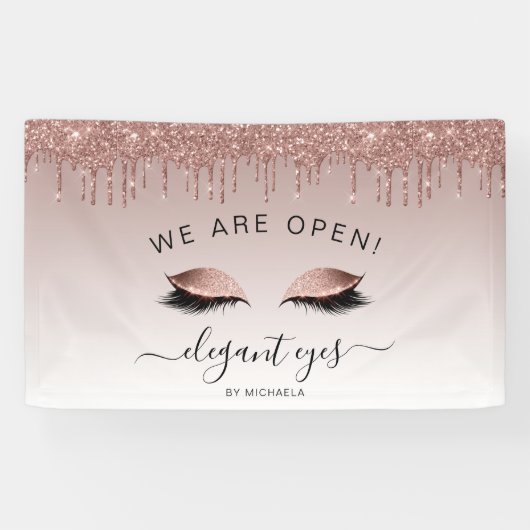 メイクアップアーティスト我々はオープンバラ金ゴールドグリッター目 横断幕 (横)
