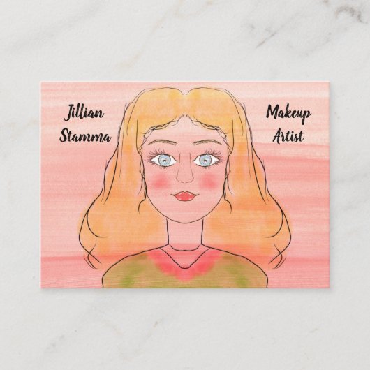 メイクアップアーティスト手描き女性 名刺 (正面)