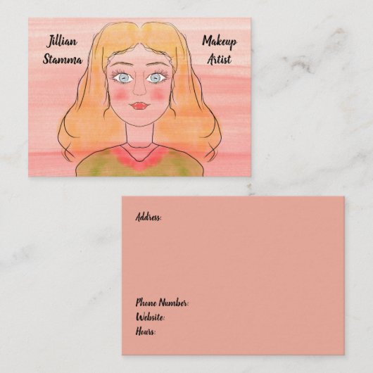 メイクアップアーティスト手描き女性 名刺 (正面/裏面)