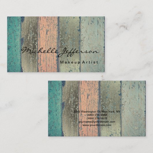 メイクアップアーティスト抽象芸術ウッドプロフェッショナルトレンディー 名刺 (正面/裏面)