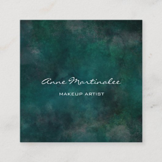 メイクアップアーティスト抽象芸術ブルーグリーン スクエア名刺 (正面)
