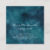 メイクアップアーティスト抽象芸術ブルースクエアビジネスカード スクエア名刺 (裏面)