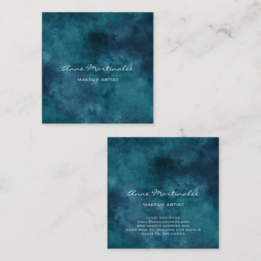 メイクアップアーティスト抽象芸術ブルースクエアビジネスカード スクエア名刺 (正面/裏面)