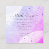 メイクアップアーティスト抽象芸術水の色のシェイプ スクエア名刺 (裏面)