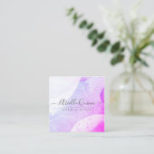 メイクアップアーティスト抽象芸術水の色のシェイプ スクエア名刺 (スタンド正面)