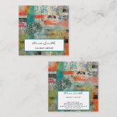 メイクアップアーティスト抽象芸術混合メディアコラージュ スクエア名刺 (正面/裏面)