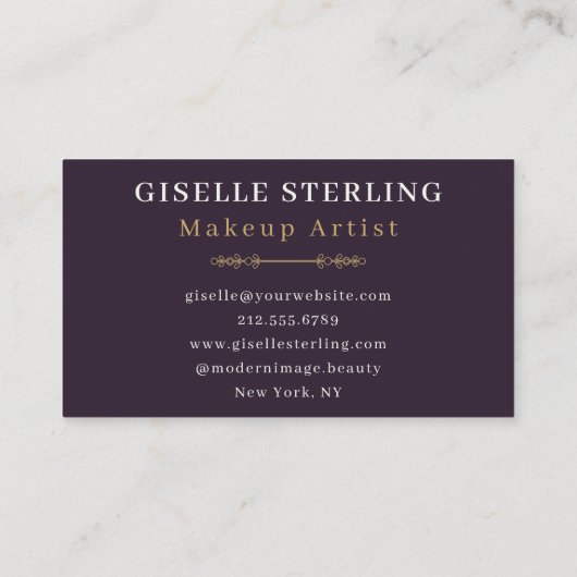 メイクアップアーティスト抽象芸術紫金ゴールド水彩 名刺 (裏面)