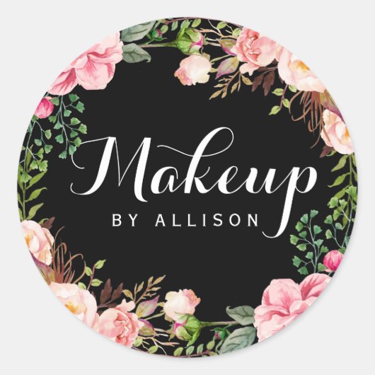 メイクアップアーティスト書道スクリプトフローララップ ラウンドシール (正面)