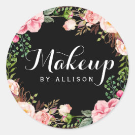 メイクアップアーティスト書道スクリプトフローララップ ラウンドシール
