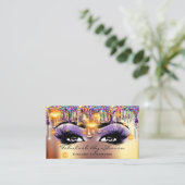 メイクアップアーティスト未来まつ毛金ゴールドドリップホログラフ 名刺 (スタンド正面)