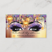 メイクアップアーティスト未来まつ毛金ゴールドドリップホログラフ 名刺 (正面)