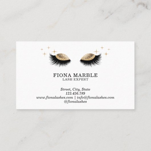 メイクアップアーティスト深いセピアグリッターラッシュブラック金ゴールド 名刺 (裏面)