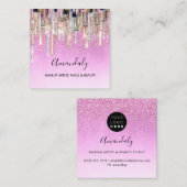 メイクアップアーティスト爪、 ネイルグリッターロゴバラドリップスピンキー スクエア名刺 (正面/裏面)