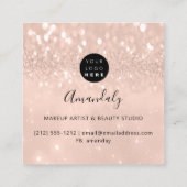 メイクアップアーティスト爪、 ネイルグリッターロゴバラドリップ3D スクエア名刺 (裏面)