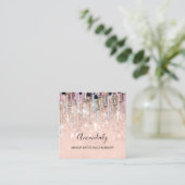 メイクアップアーティスト爪、 ネイルグリッターロゴバラドリップ3D スクエア名刺 (スタンド正面)