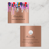 メイクアップアーティスト爪、 ネイルグリッター3Dグリッターロゴバラ スクエア名刺 (正面/裏面)