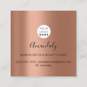 メイクアップアーティスト爪、 ネイルグリッター3Dグリッターロゴバラ スクエア名刺 (裏面)