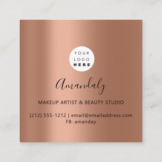 メイクアップアーティスト爪、 ネイルグリッター3Dグリッターロゴバラ スクエア名刺 (裏面)