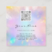 メイクアップアーティスト爪、 ネイルユニコーンロゴQRコードホログラフ スクエア名刺 (裏面)